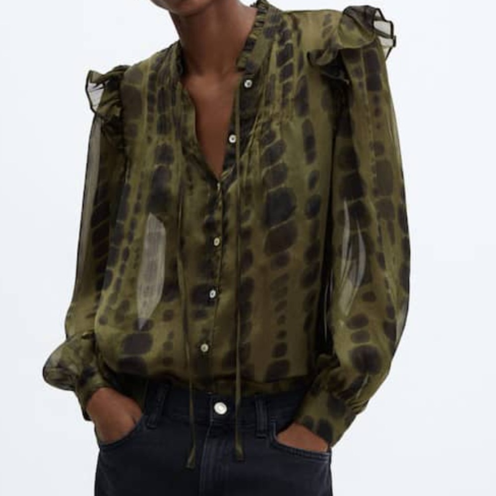 Mango Satin Print Blouse